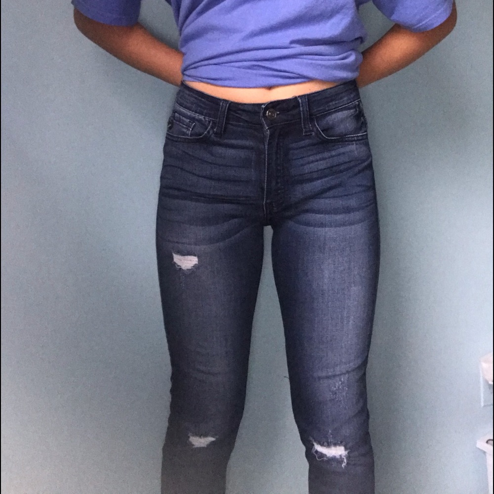 Dark blue ripped skinny jeans (size 7)